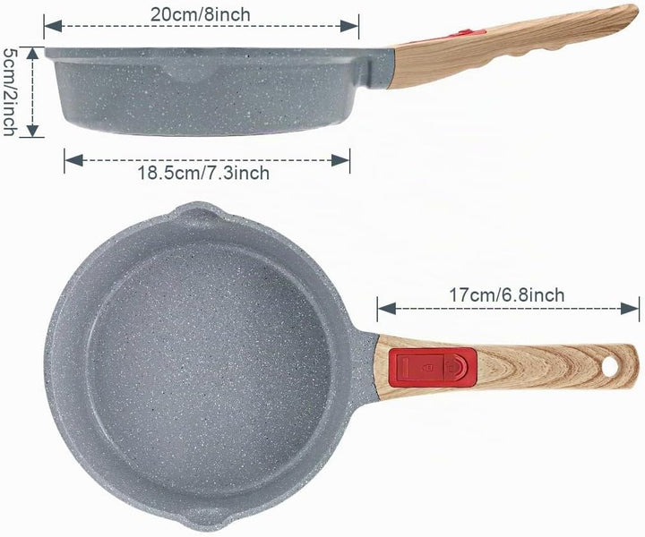 AIKENBBKK keramik pfanne 20 cm, Antihaft Keramikbeschichtung Bratpfanne 20 cm mit Abnehmbarer Griff,