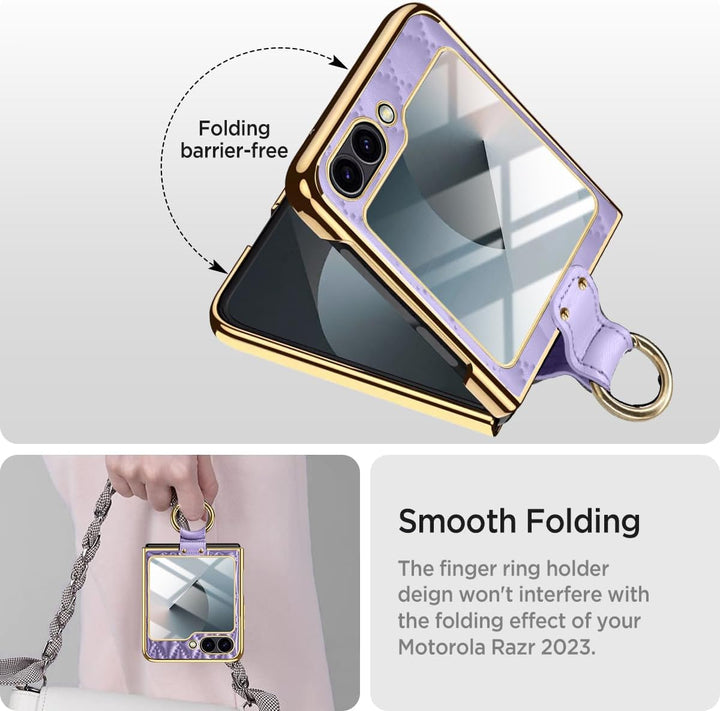 Miimall Lederhülle Kompatibel mit Samsung Galaxy Z Flip 6/Flip7 FE Hülle mit Kameraschutz+Ring Ständ