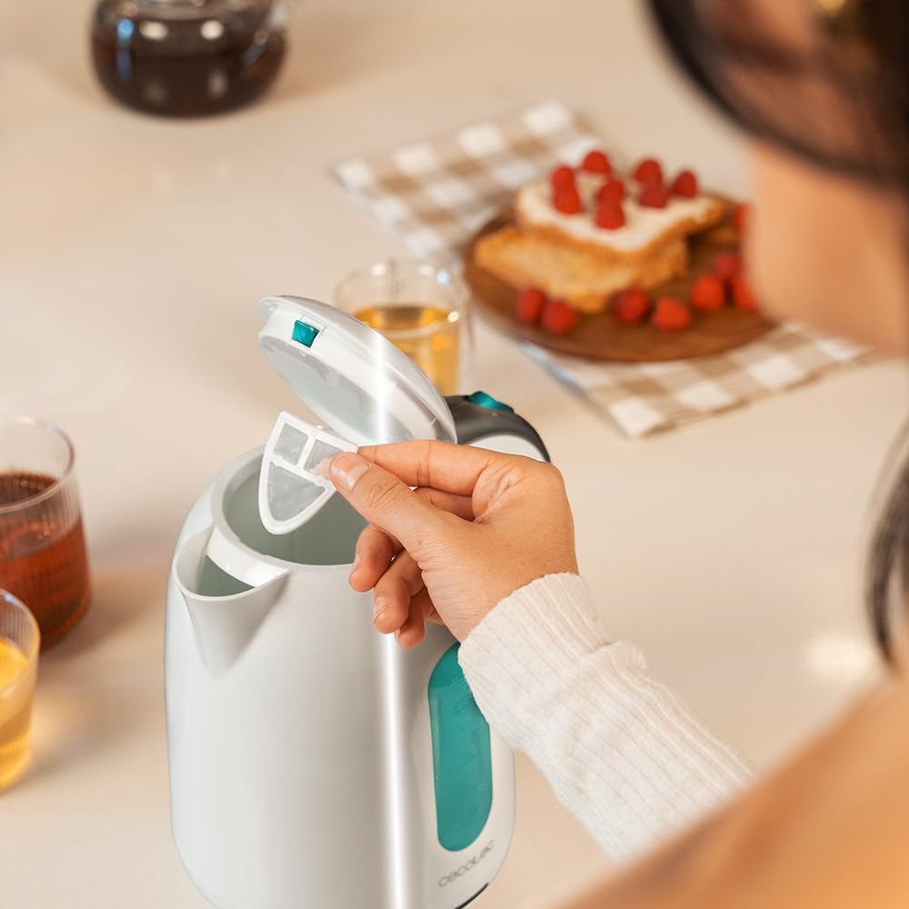 Cecotec Wasserkocher, 1,7 L Kapazität, Thermosense 180 White, 2200 W, Schnelles Erhitzen, Anti-Kalk-