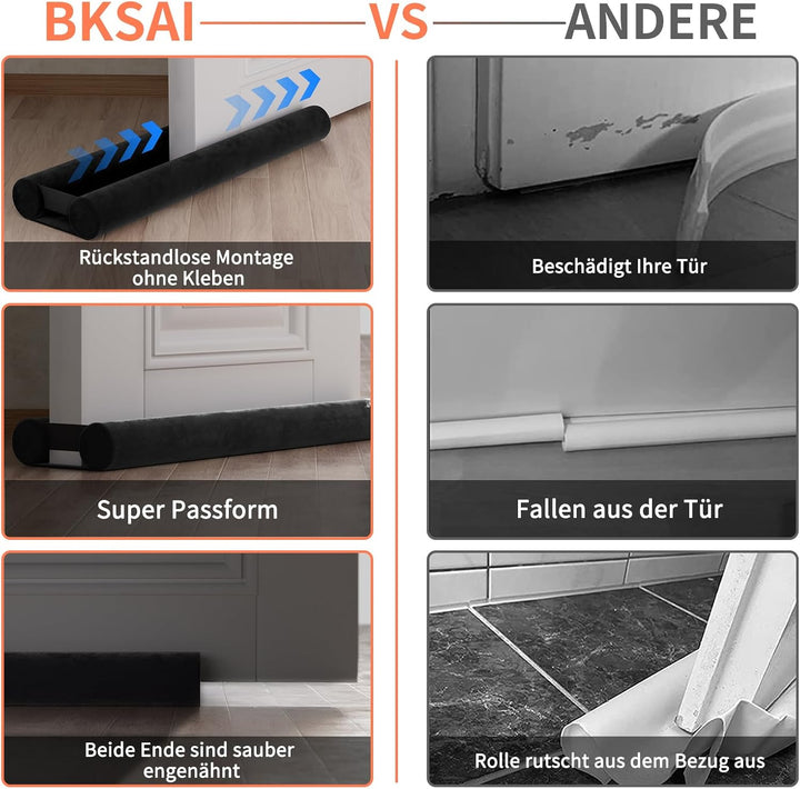 Zugluftstopper für Türen 60-100CM Türdichtung Unten Ohne Kleben Rückstandlos Tür Luftzugstopper - En