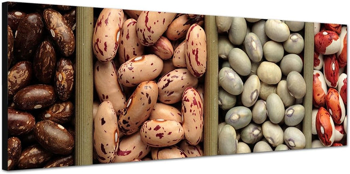 Paul Sinus Art Panoramabild auf Leinwand und Keilrahmen 150x50cm Bohnen Gemüse Sortiment bunt