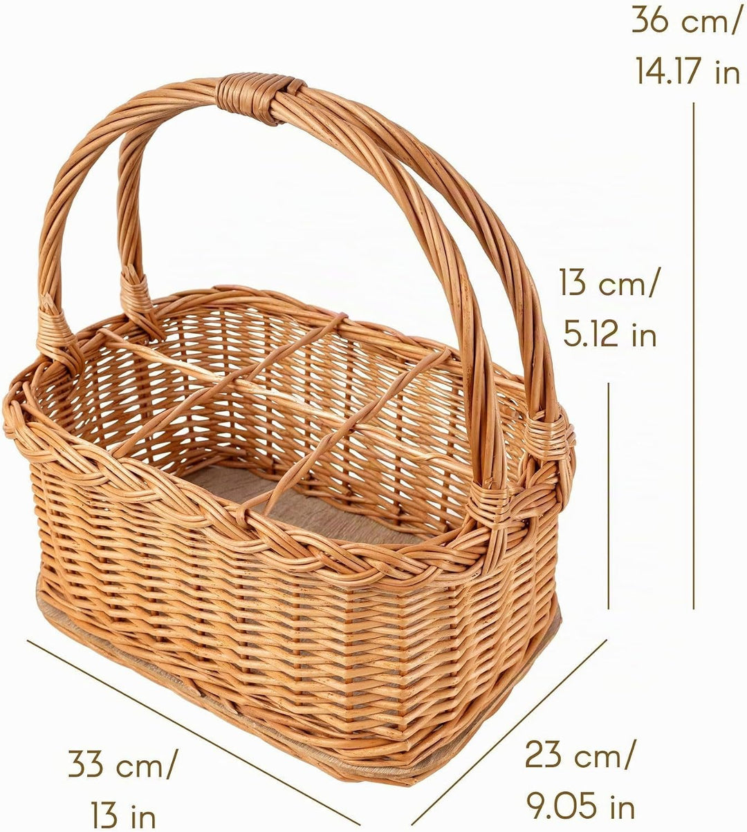 Creative Home Weidenkorb mit Henkel Flaschenkorb 6 Flaschen 33 x 23 x 36 cm