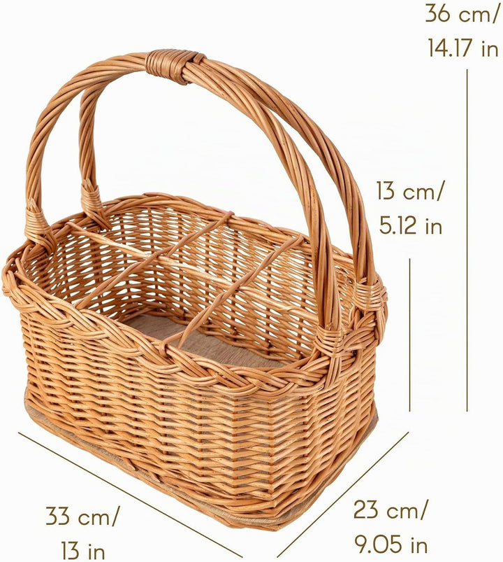 Creative Home Weidenkorb mit Henkel Flaschenkorb 6 Flaschen 33 x 23 x 36 cm