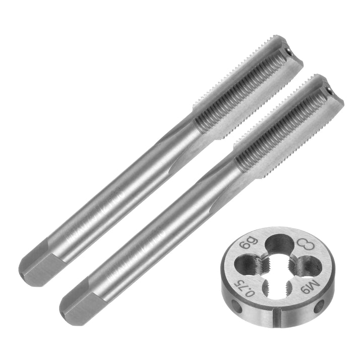 QUARKZMAN Maschinengewindebohrer Set M9 x 0.75, 2stk. Gewindebohrer/1stk. Schneideisen, Gewindeschne