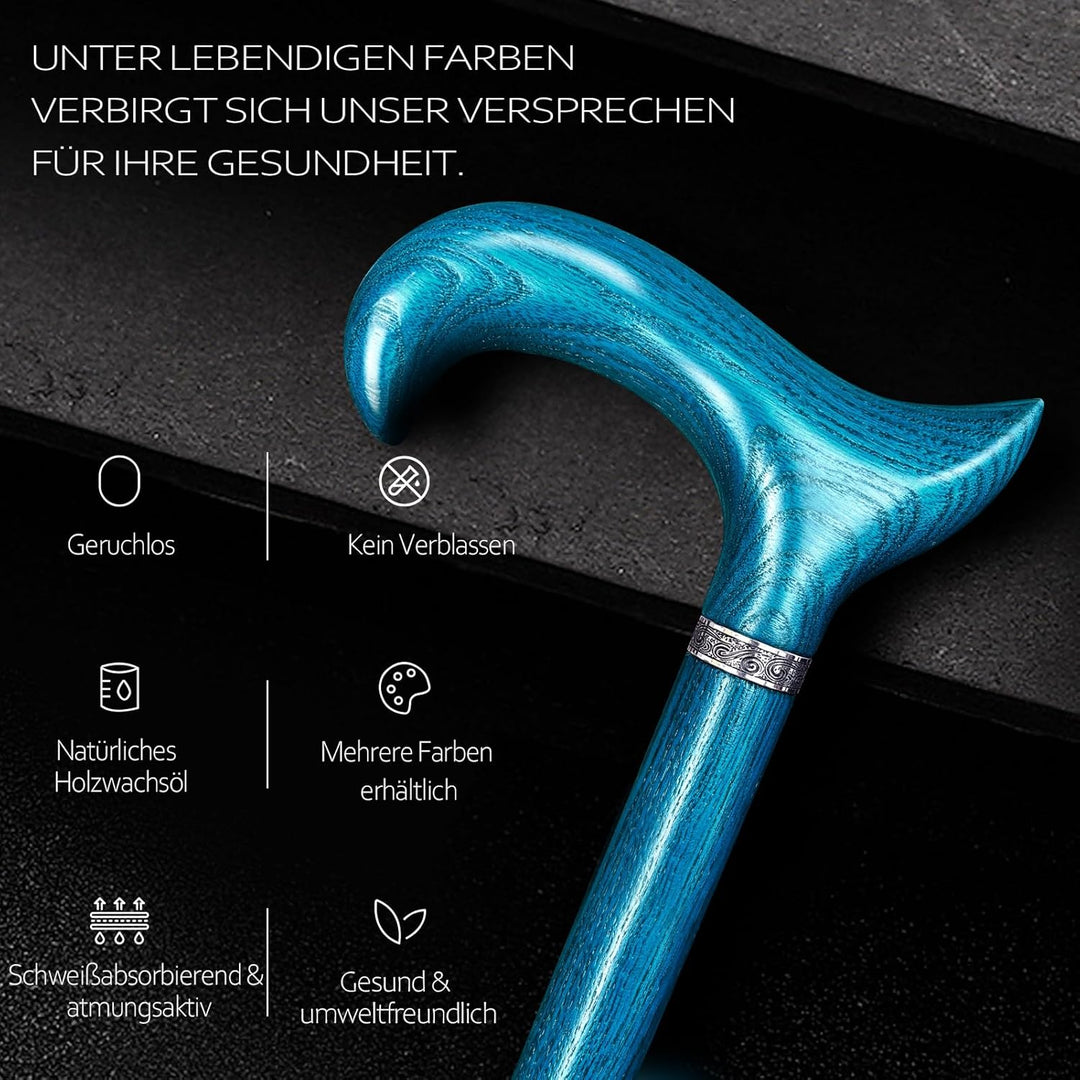 Handgefertigter Gehstock Holz Damen und Herren, mit 226 kg Belastbarkeit Gehstöcke Für Senioren,Ergo