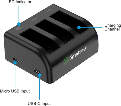 Smatree Akku 2-Pack1800mAh Kompatibel für GoPro Hero 12, GoPro Hero 11, GoPro Hero 10 und GoPro Hero