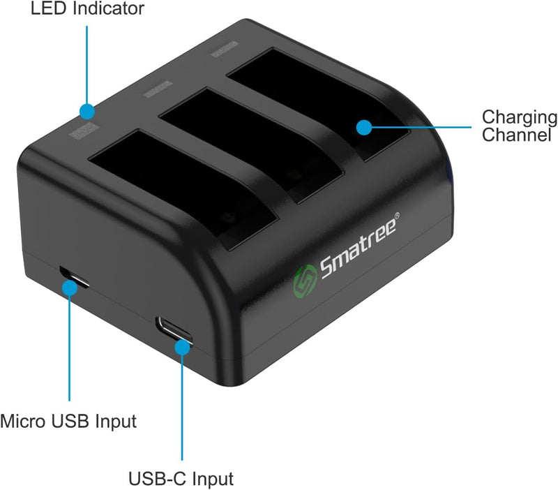 Smatree Akku 2-Pack1800mAh Kompatibel für GoPro Hero 12, GoPro Hero 11, GoPro Hero 10 und GoPro Hero