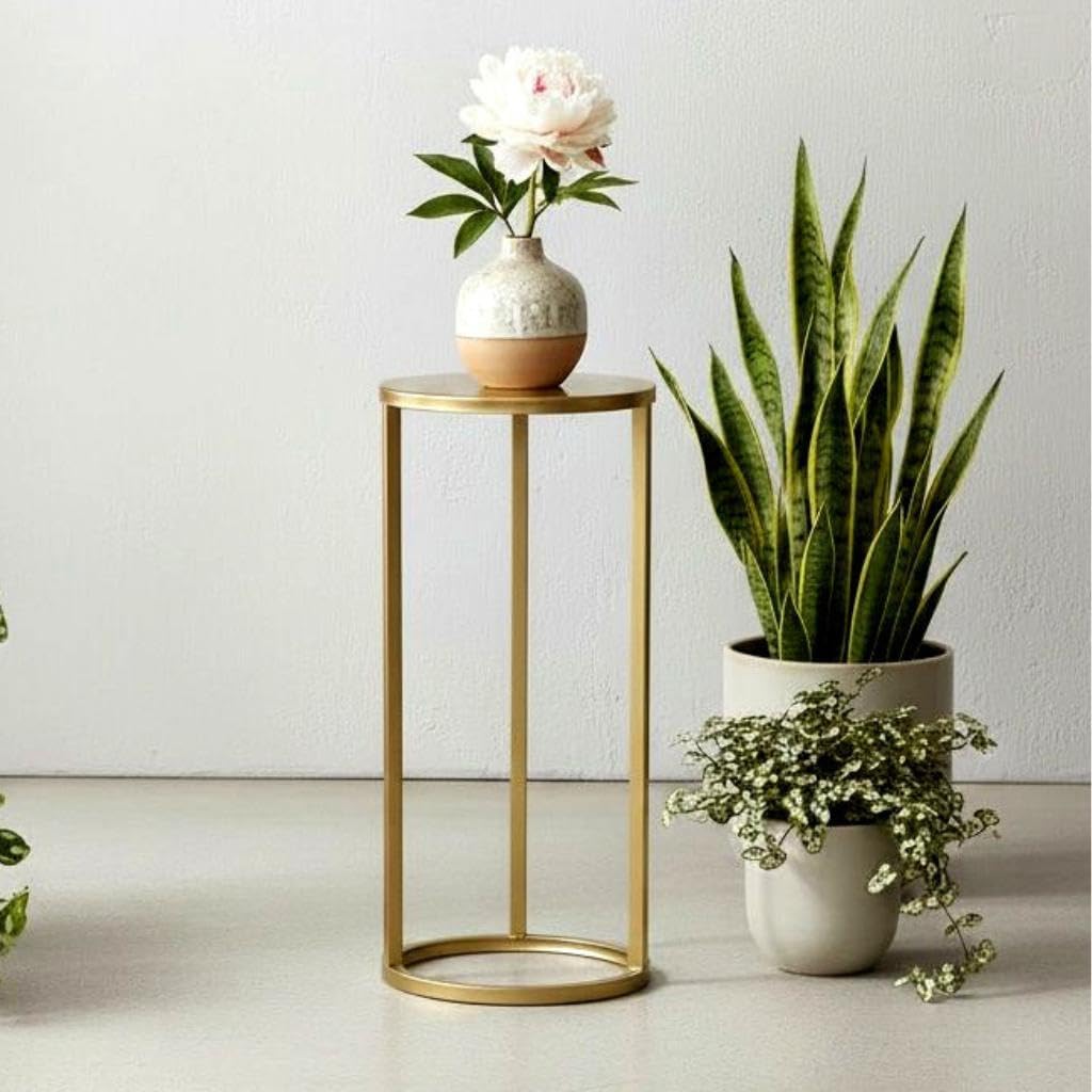 DanDiBo Blumenhocker Metall Gold Rund Blumenständer Beistelltisch 96510 Blumensäule Modern Pflanzens