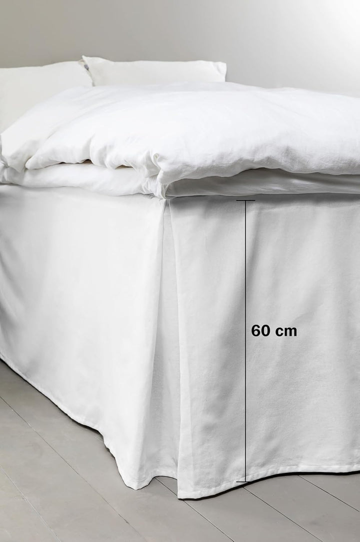 Jotex Colour Betthusse - 100% hochwertige Bio-Baumwolle Bettrock, Höhe 60 cm - Weiss, 160 x 200 cm 1