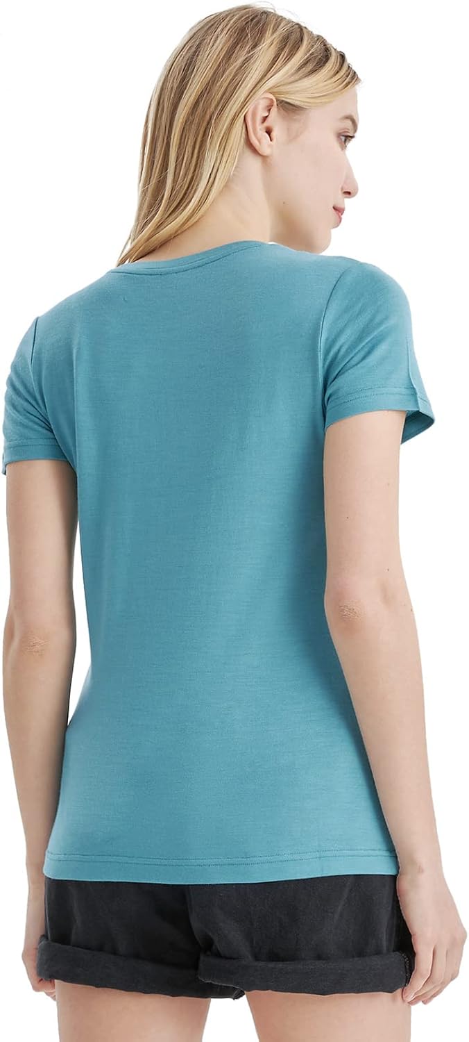 Merino Protect 100% Merino Wolle Shirt Damen Kurzarm Rundhals Wolle Unterhemd Geruchsresistenz Funkt