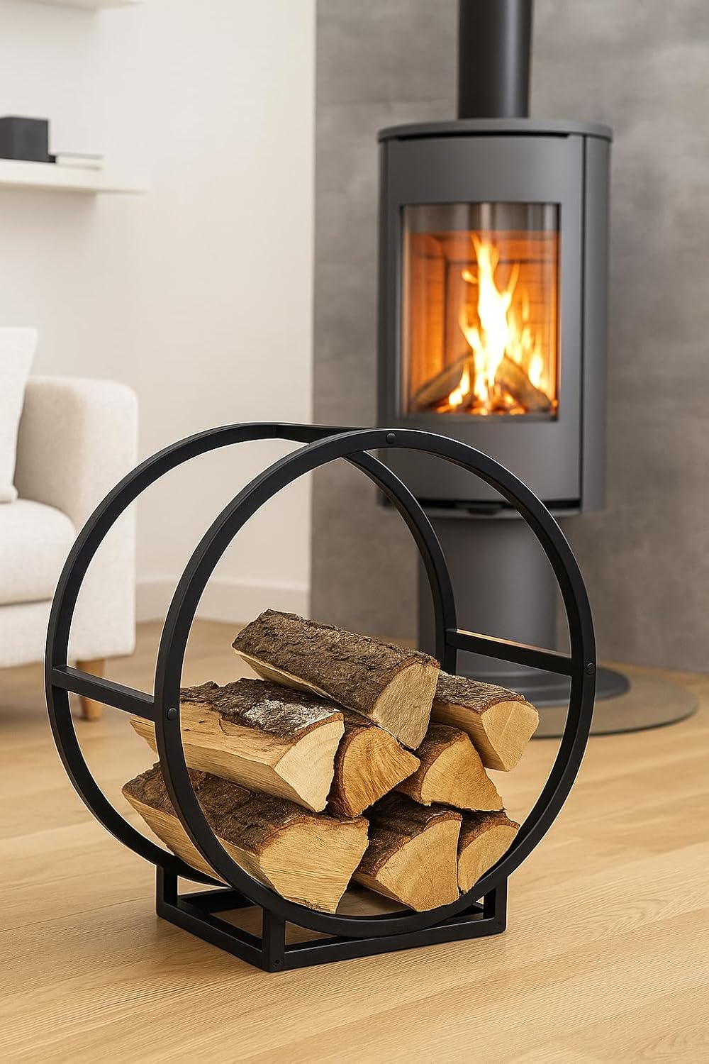Kaminholzregal Kaminholzständer rund Ø52cm Holzkorb Stapelhilfe Kaminholzhalter Holzregal Regal für