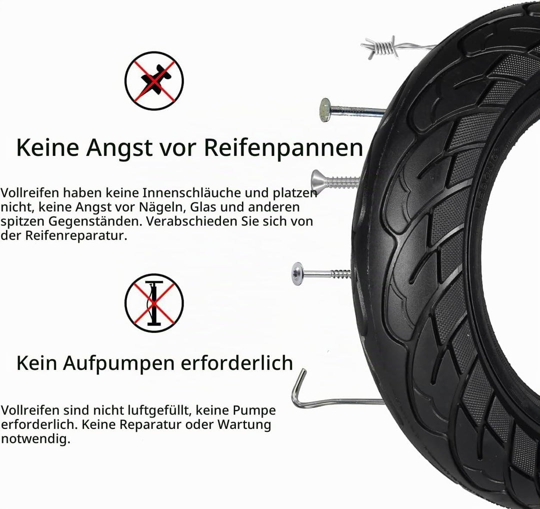COASTA 60/70-6.5 reifen,vollgummireifen e scooter 10 * 2.5 Solide Reifen Schwarz, Schwarz