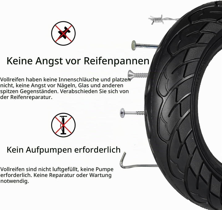 COASTA 60/70-6.5 reifen,vollgummireifen e scooter 10 * 2.5 Solide Reifen Schwarz, Schwarz