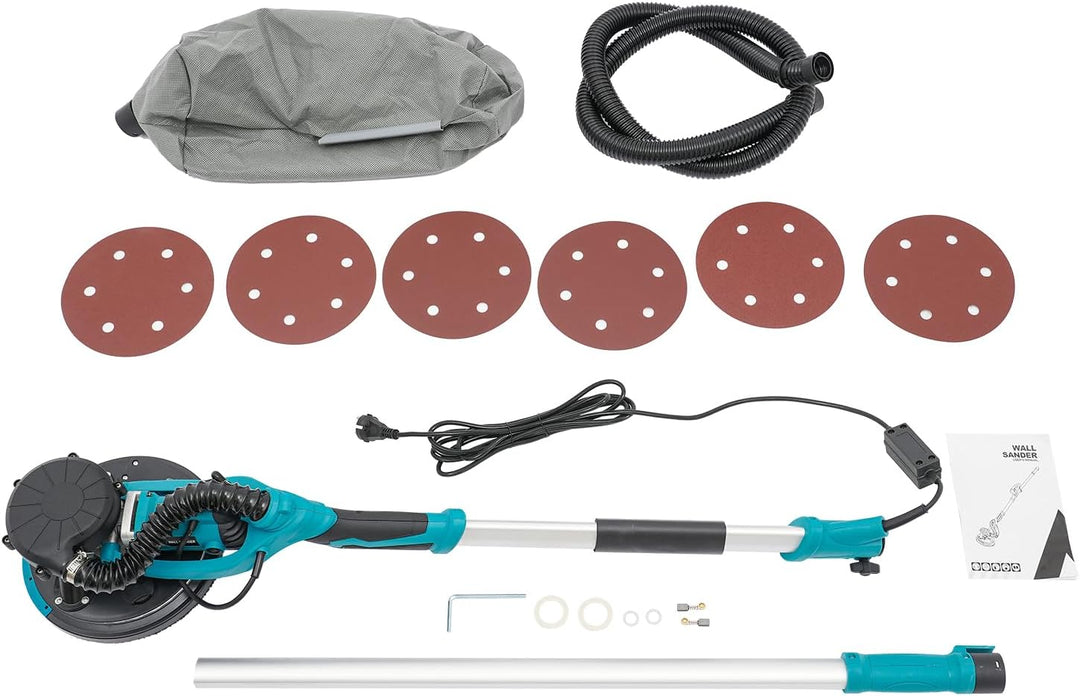 Elektrischer Decken und Wandschleifer mit Staubabsaugung, 1250W Trockenbauschleifer mit Variabler Ge