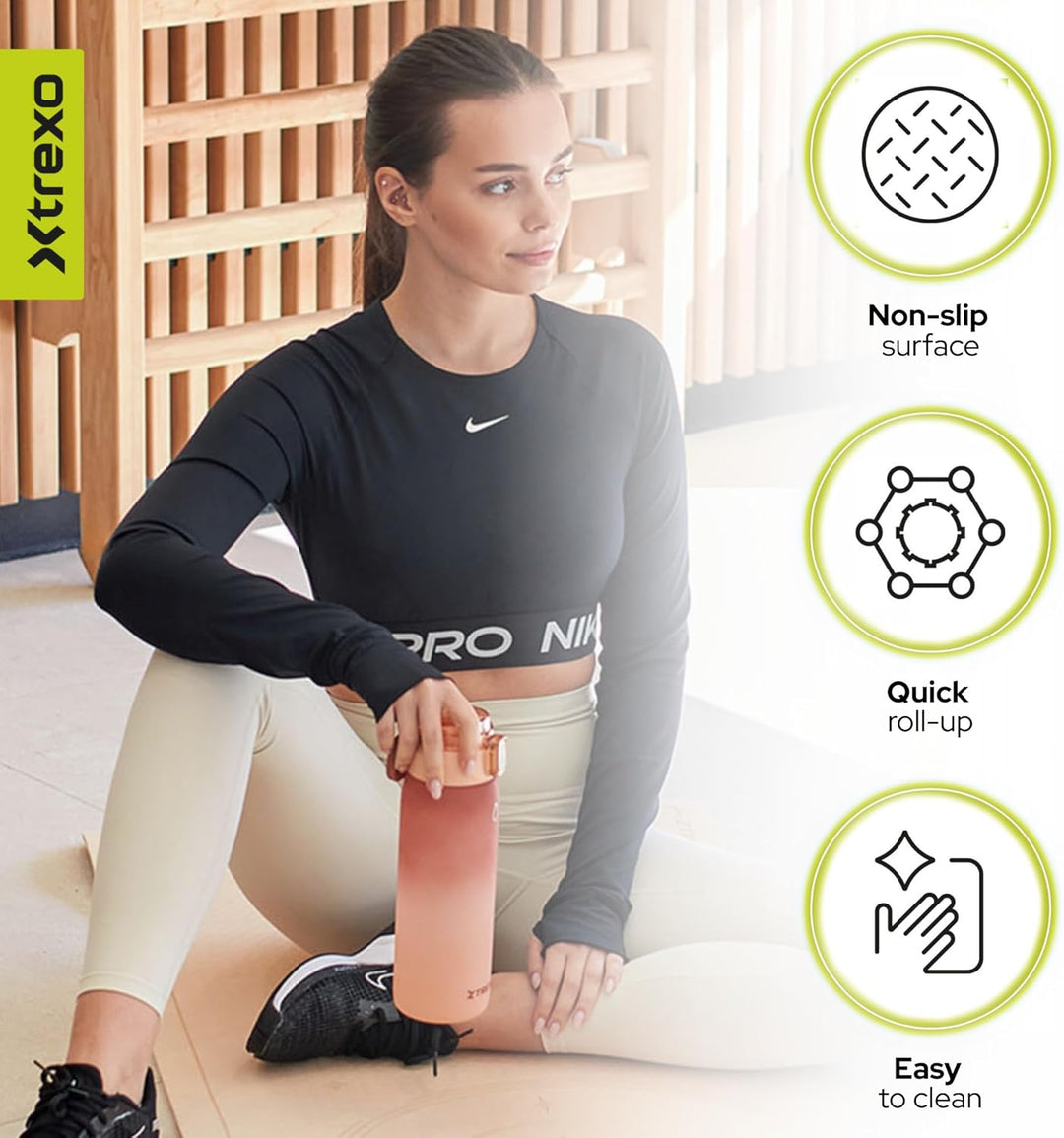 XTREXO Yogamatte 183x61 cm gross und 6 mm dick Yoga Matte aus ökologischem TPE mit rutschfester Ober