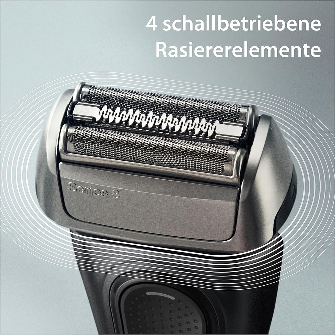 Braun Series 8 Rasierer Herren mit 4+1 Scherkopf, Elektrorasierer, Präzisions-Langhaarschneider, Lad
