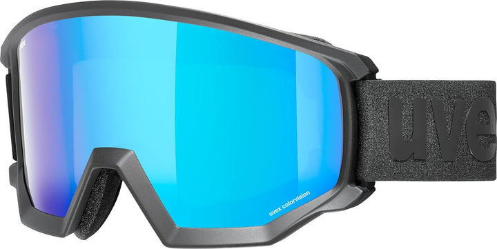 Uvex Unisex Athletic Cv Skibrille (1er Pack) Einheitsgrösse black mat/blue-green, Einheitsgrösse bla