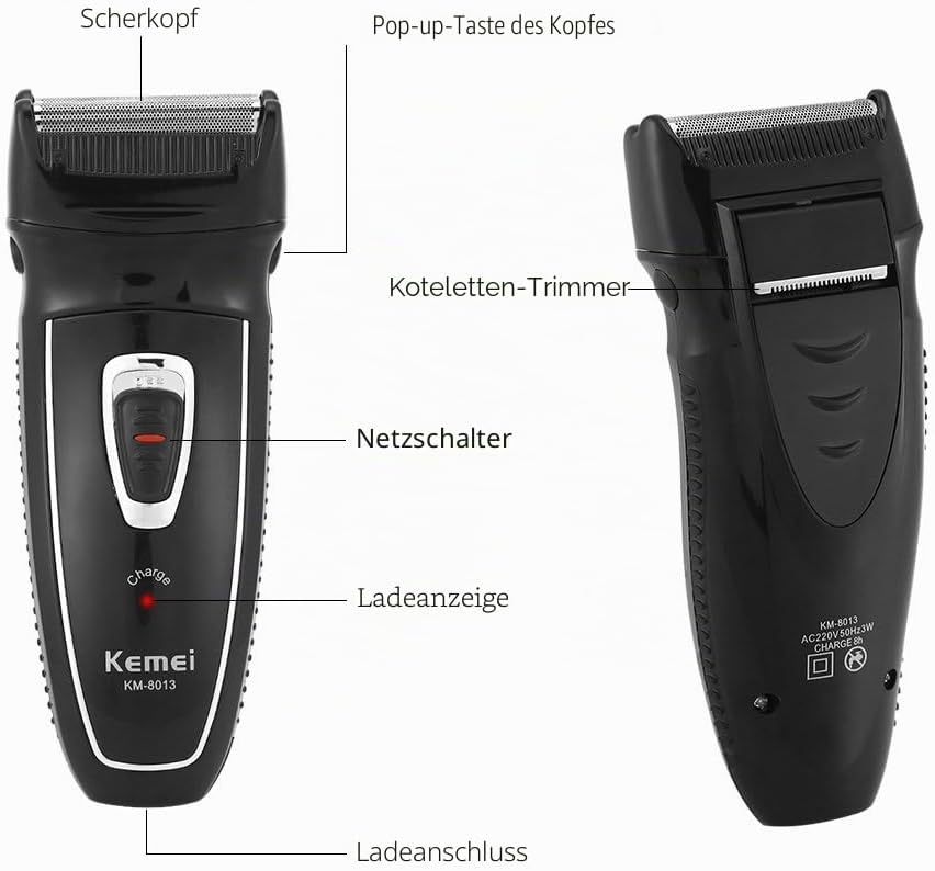 Elektro Herrenrasierer Wiederaufladbar mit Ladeanzeige und Precision Cut Technologie | Barttrimmer f
