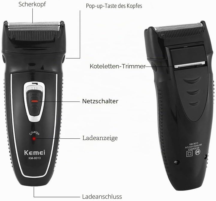 Elektro Herrenrasierer Wiederaufladbar mit Ladeanzeige und Precision Cut Technologie | Barttrimmer f