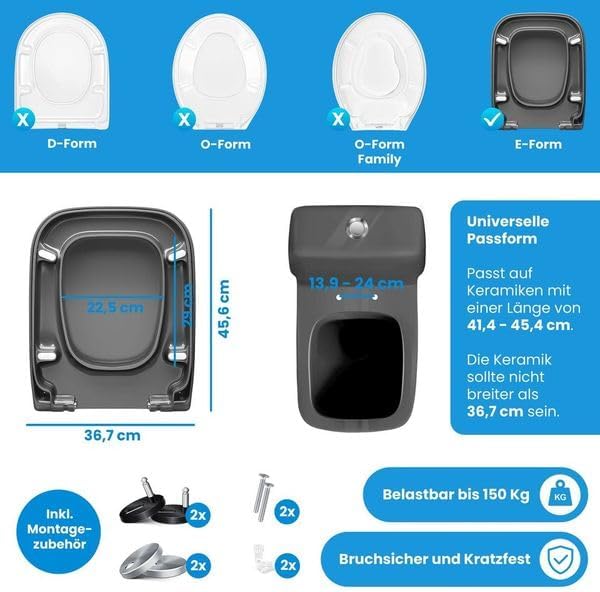 KESSER® WC Sitz mit Absenkautomatik Toilettendeckel Quick-Release-Funktion und Softclose - einfache