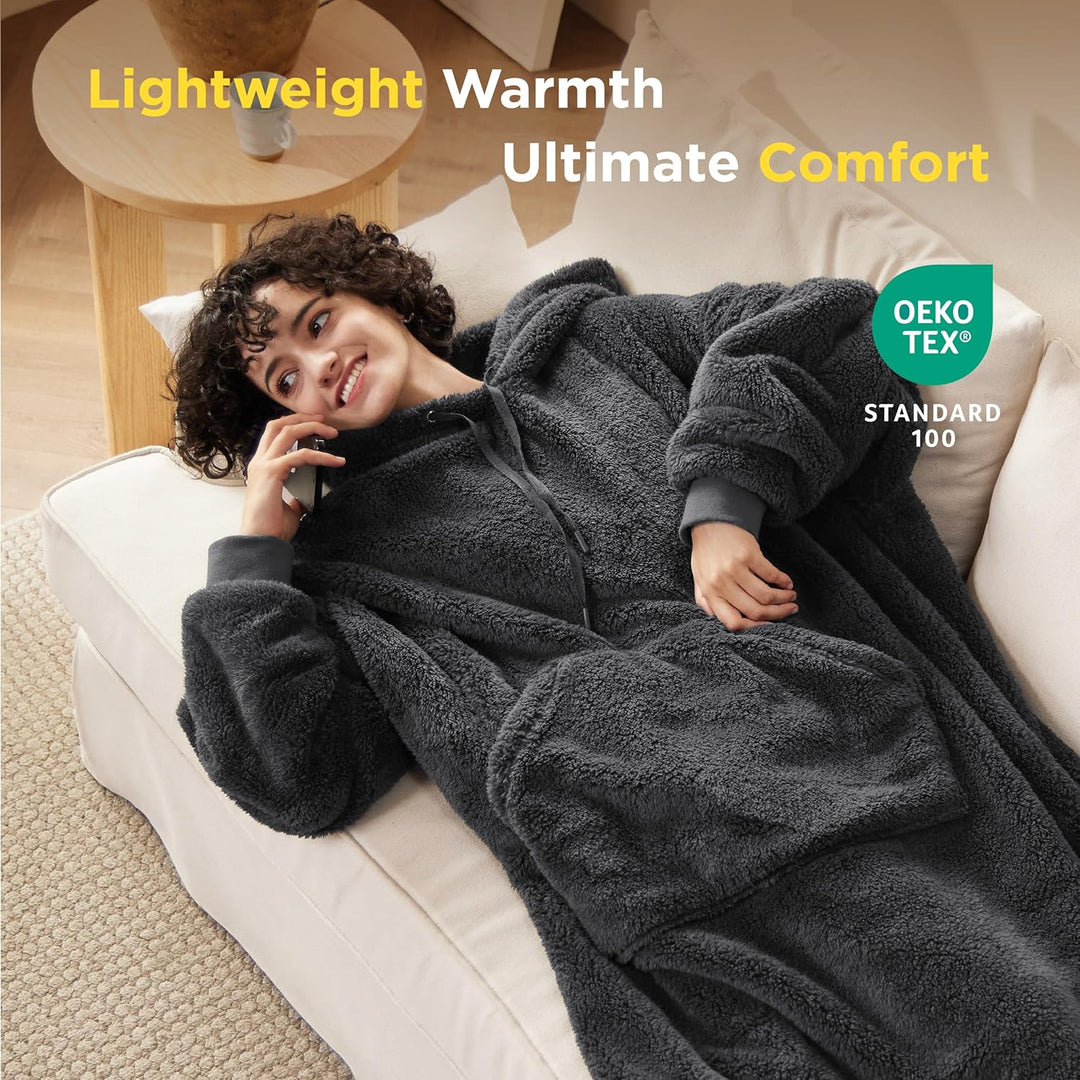 BEDSURE Hoodie Decke mit Ärmeln - Tragbare Decke zum Anziehen Erwachsene Kuschelpullover, Warm Kusch