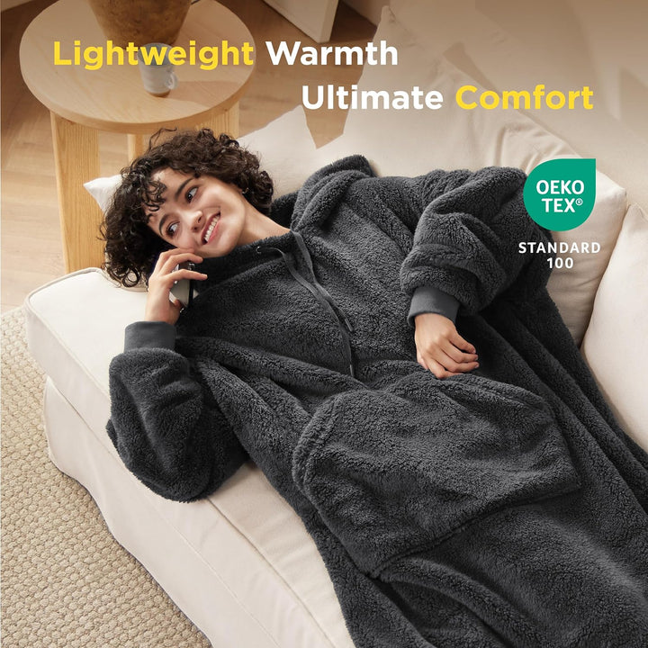 BEDSURE Hoodie Decke mit Ärmeln - Tragbare Decke zum Anziehen Erwachsene Kuschelpullover, Warm Kusch