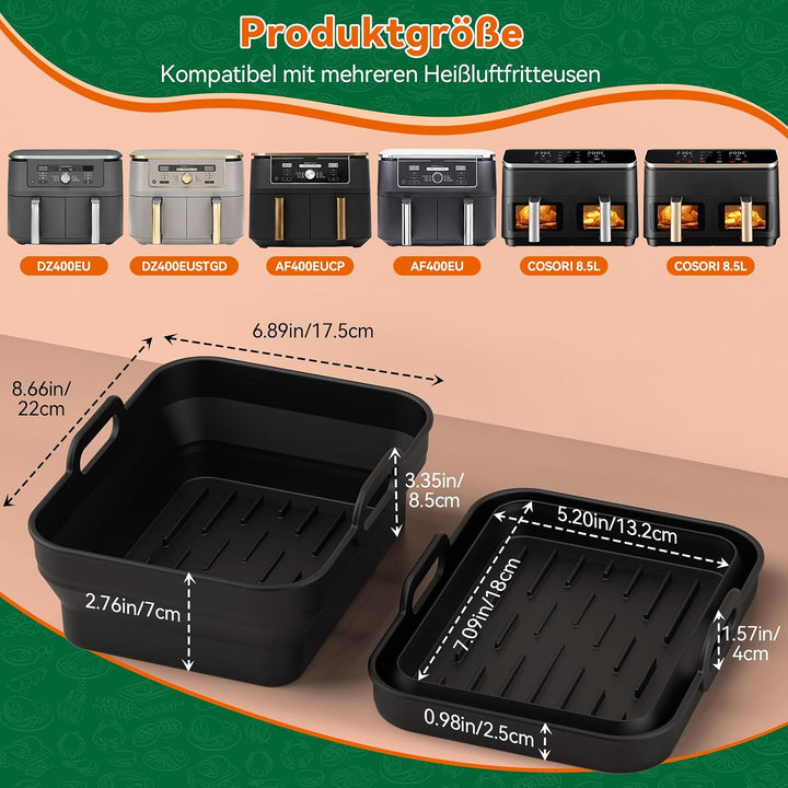 27 Artikel Heissluftfritteuse Zubehör für Ninja 9.5L Air Fryer DZ400EU, DZ400EUSTGD/AF400EU, AF400EU