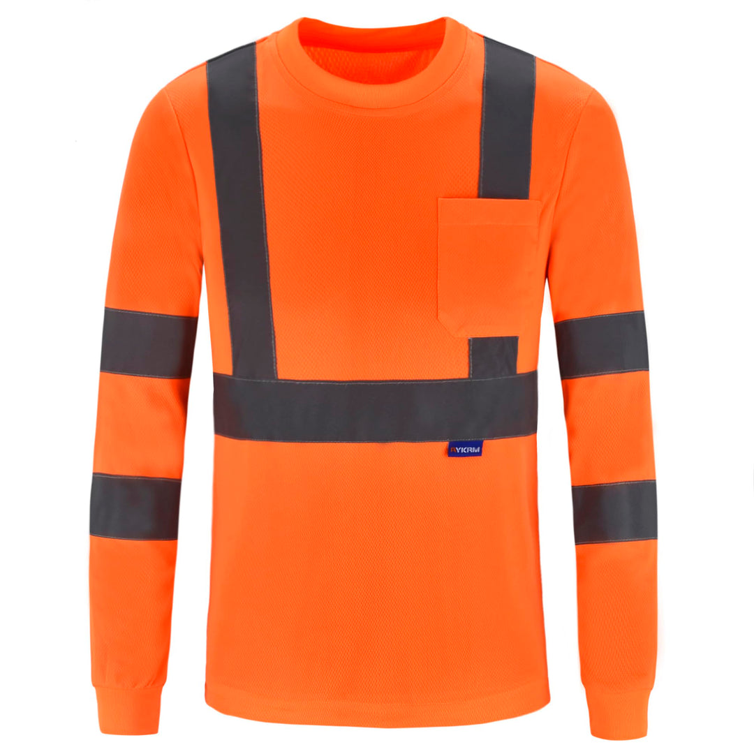 Warnschutz Shirt Langarm warn t Shirts Warnschutz Arbeitskleidung Eu-orange-langarm L, Eu-orange-lan