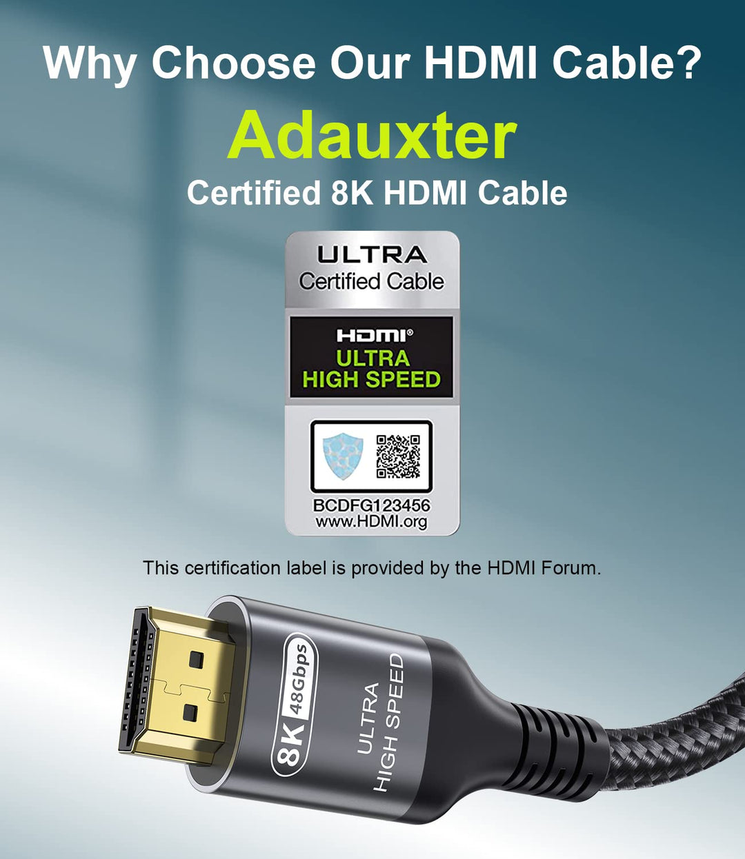 Zertifiziertes 10K 8K HDMI 2.1 Kabel 2.5M, 48Gbps Ultra High Speed HDMI® Kabel Ethernet CEC 4K 240Hz