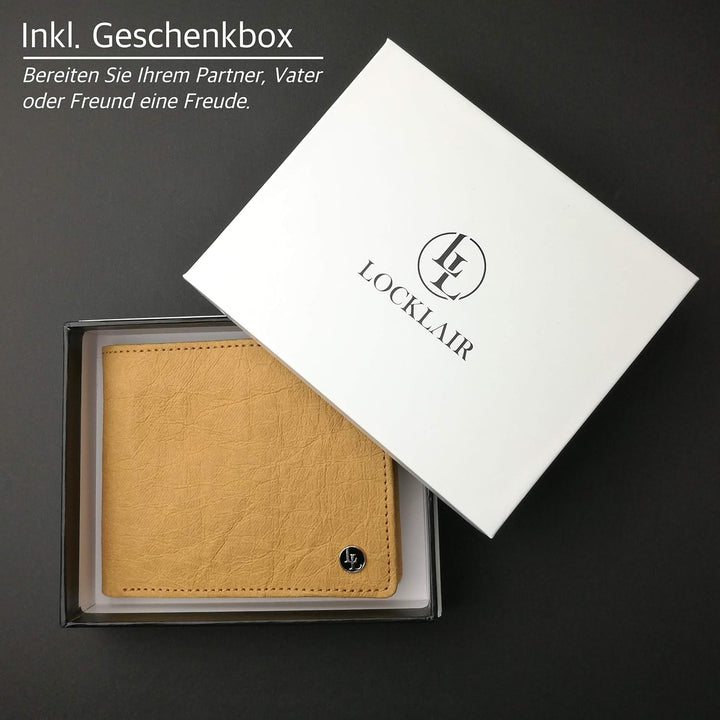 Locklair Herren Geldbörse aus veganem Papierleder, Männer Portemonnaie mit RFID-Schutz, Vegan Wallet