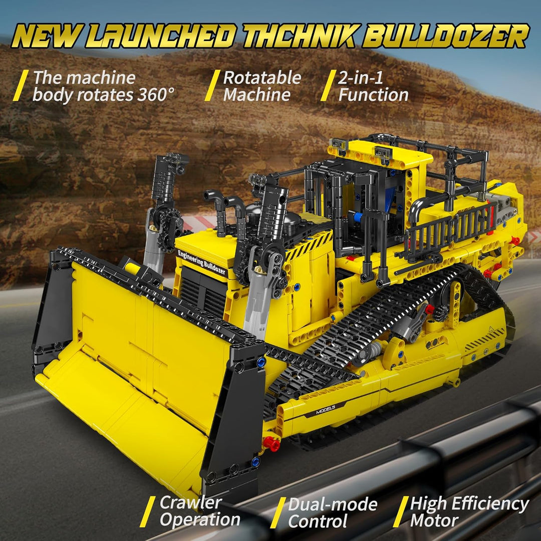 Mould King Technik Bulldozer, mit ferngesteuertem Konstruktionsspielzeug, 2,4 GHz RC-Truck-Bausatz,