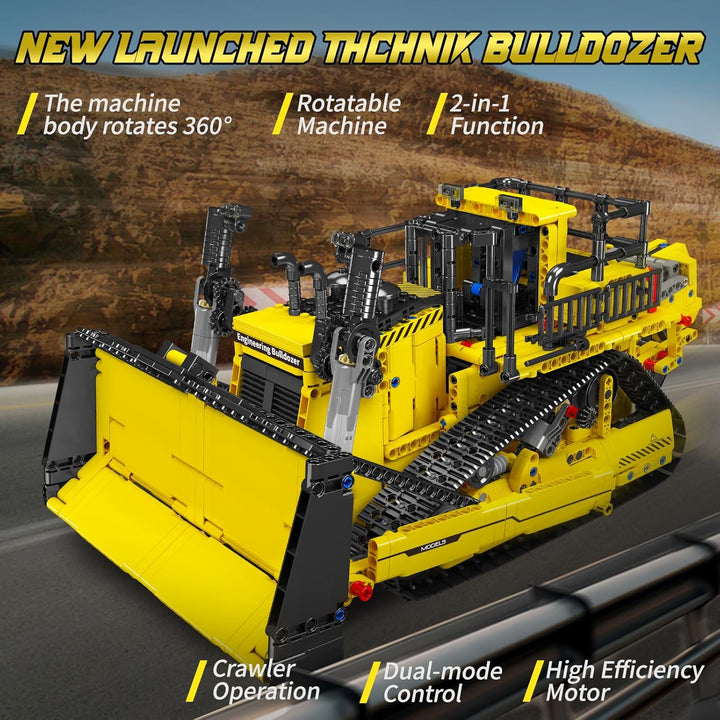 Mould King Technik Bulldozer, mit ferngesteuertem Konstruktionsspielzeug, 2,4 GHz RC-Truck-Bausatz,