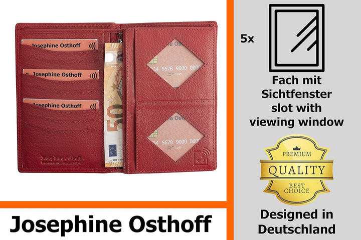 Josephine Osthoff Brieftasche Herren Leder Ausweisetui Reisepasshülle Hochformat Ausweishülle Damen