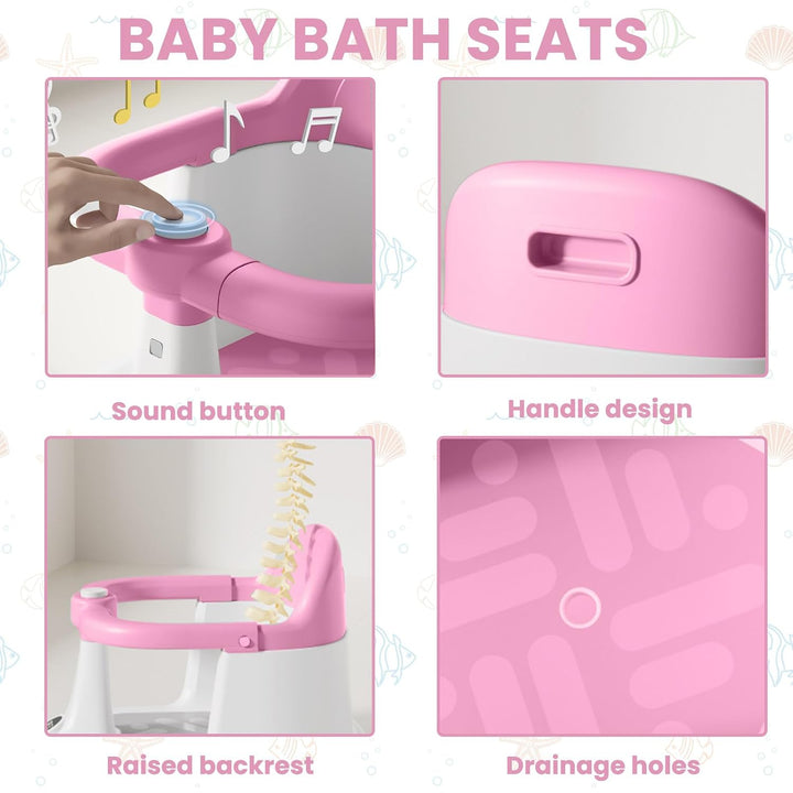 UBRAVOO Baby Badesitz für Babys von 6 bis 24 Monaten, aufrecht sitzender Badesitz, rutschfester Baby