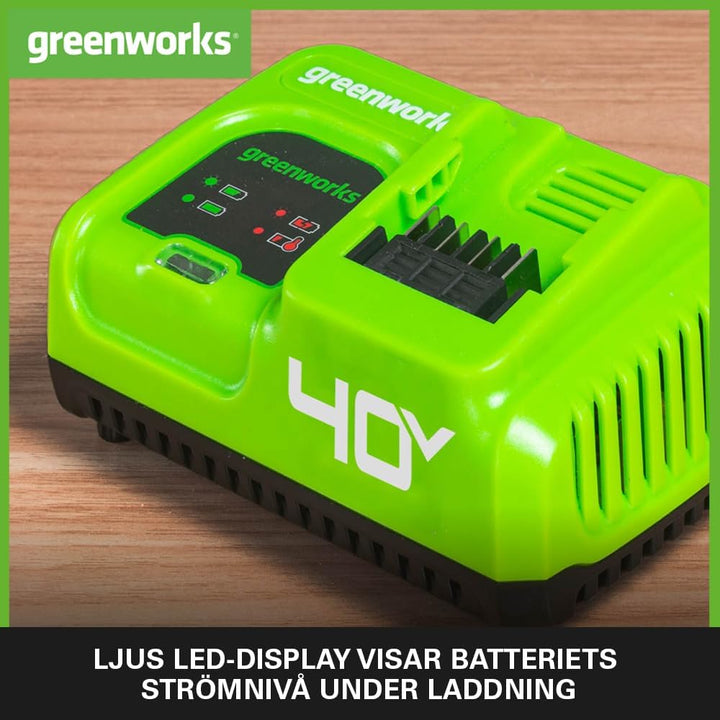 Greenworks 40V Akku Ladegerät - 40V 5A Schnellladegerät, erhöht die Batterielebensdauer, schnelles A