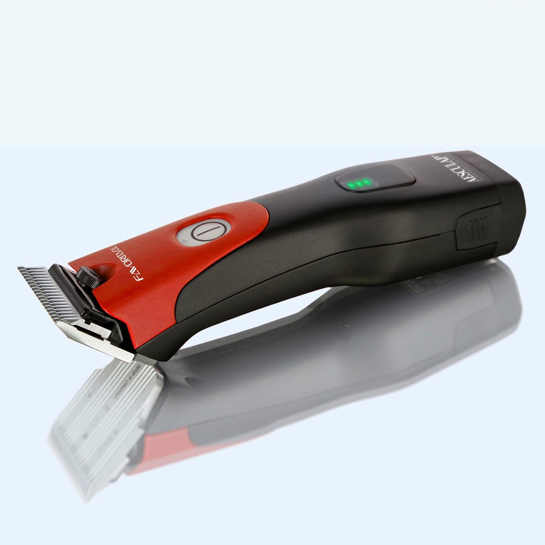 Agrarzone Edition Aesculap Favorita CLi Akku Schermaschine rot mit Aufsteckkamm Set | Ergonomische P
