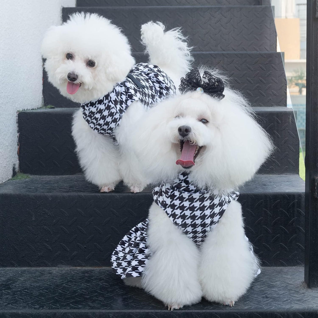 CuteBone Houndstooth Hundekleid samt Rollkragenpullover Welpenrock Kostüm Haustier Outfit Katzenklei