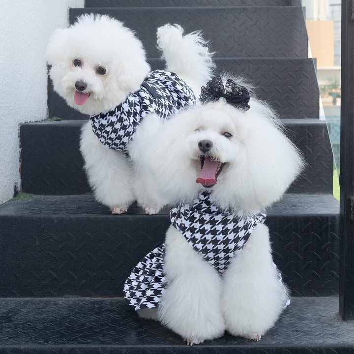CuteBone Houndstooth Hundekleid samt Rollkragenpullover Welpenrock Kostüm Haustier Outfit Katzenklei
