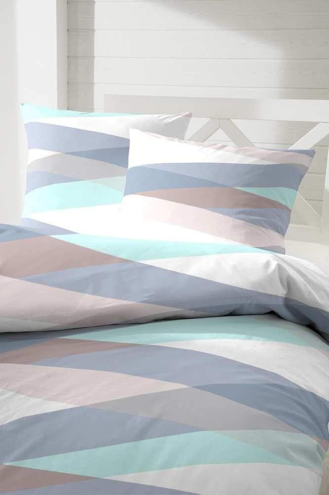 Hahn Seersucker Bettwäsche Muster Blau 155x220 cm + 80x80 cm 155x220 cm + 80x80 cm Blau, 155x220 cm