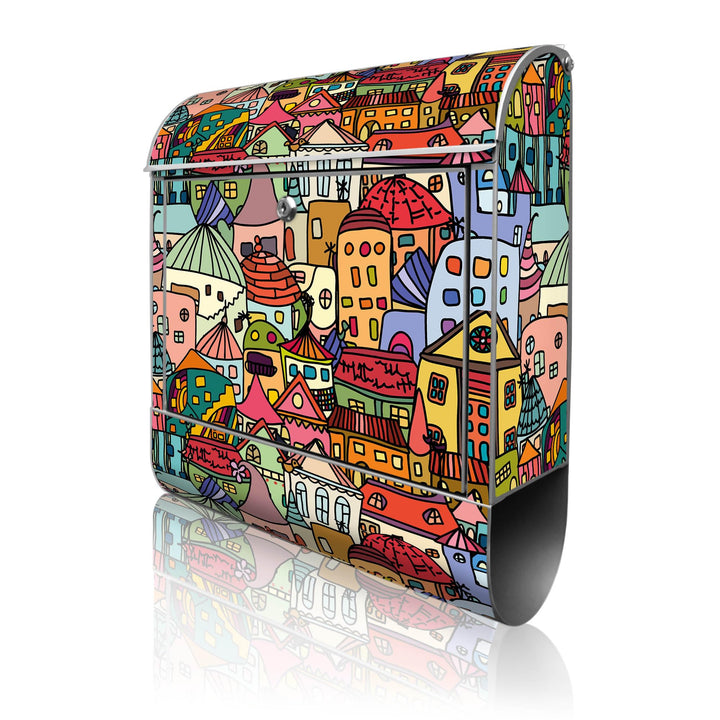 banjado Design Briefkasten personalisiert 38,5x46,5x13cm &amp; 2 Schlüssel - Briefkasten Stahl Weiss Zei