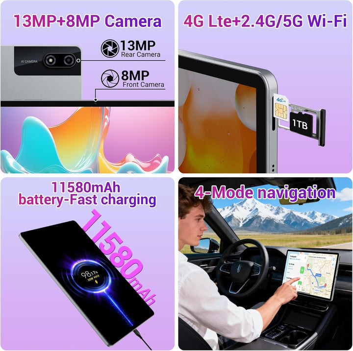 3K 13 Zoll Android 15 Tablet, 36GB RAM, 512GB ROM (erweiterbar auf 2TB), 4G LTE丨5G WLAN, 2940 x 1840
