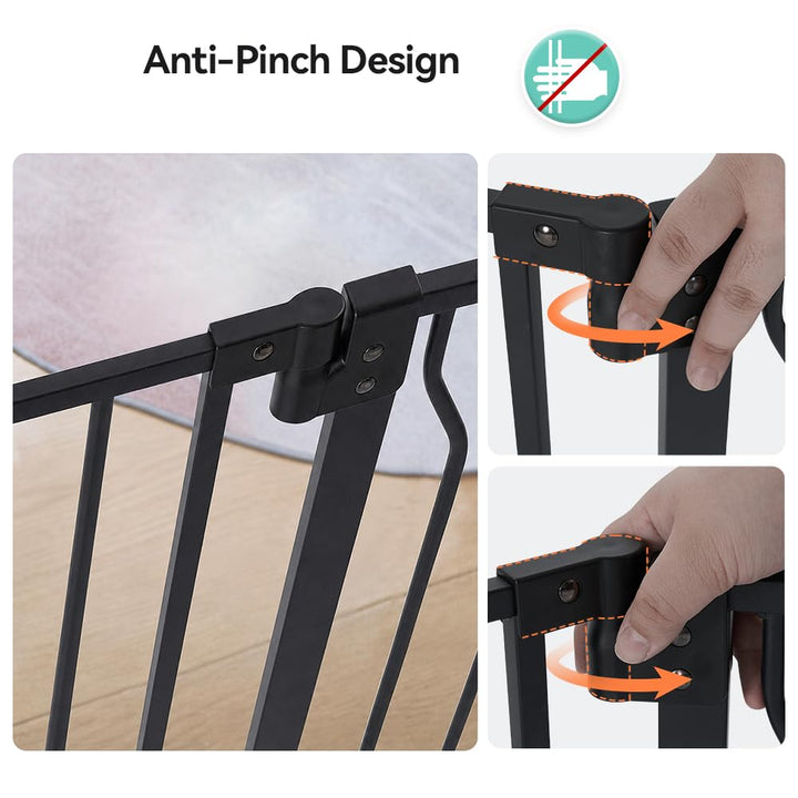 COMOMY Türschutzgitter für Babys, Treppenschutzgitter Ohne Bohren, für Breiten 75-123cm, Schliesst a