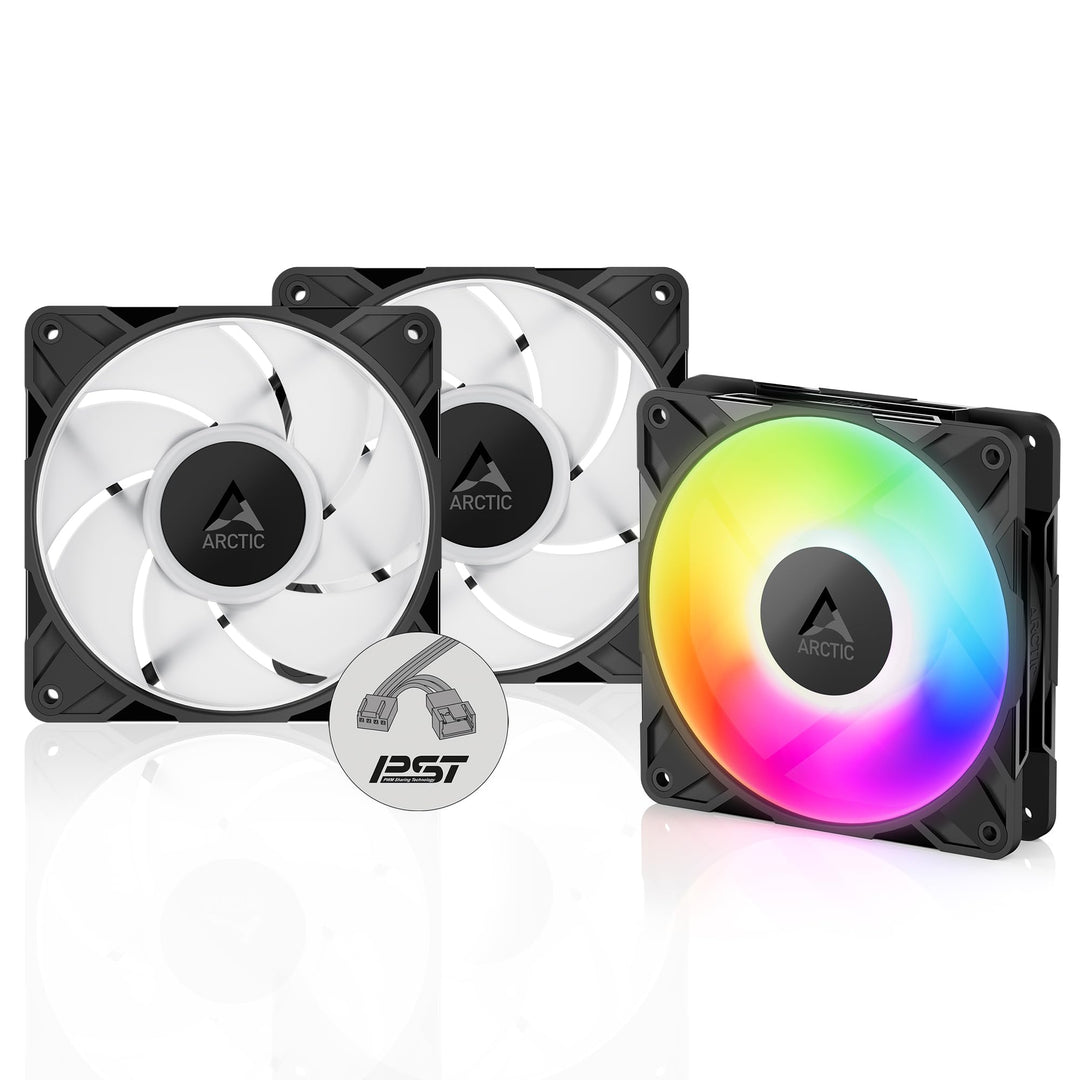ARCTIC P12 Pro A-RGB (3 Stück) - Leistungsstarker Premium PC Lüfter, 120 mm PWM Case Fan mit Y-Kabel