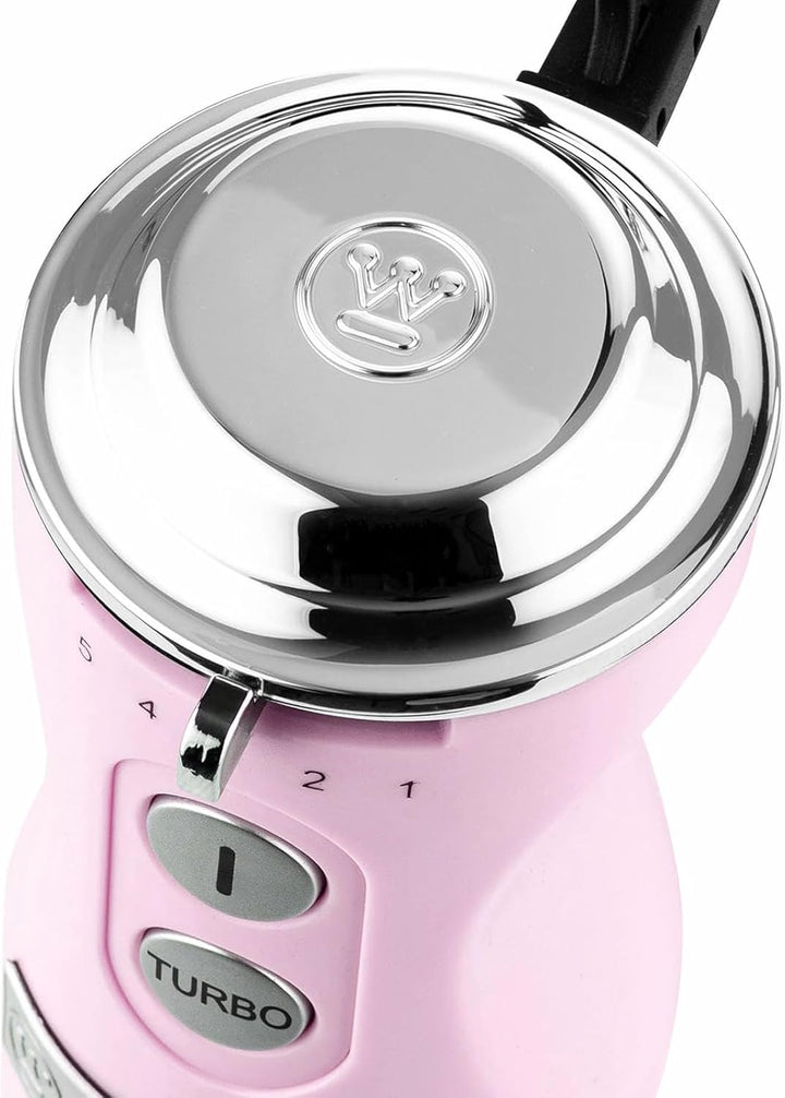 Westinghouse Retro-Stabmixer, Turbofunktion, Handblender, Edelstahl-Mixfuss, spritzarm, 600 W, rosa
