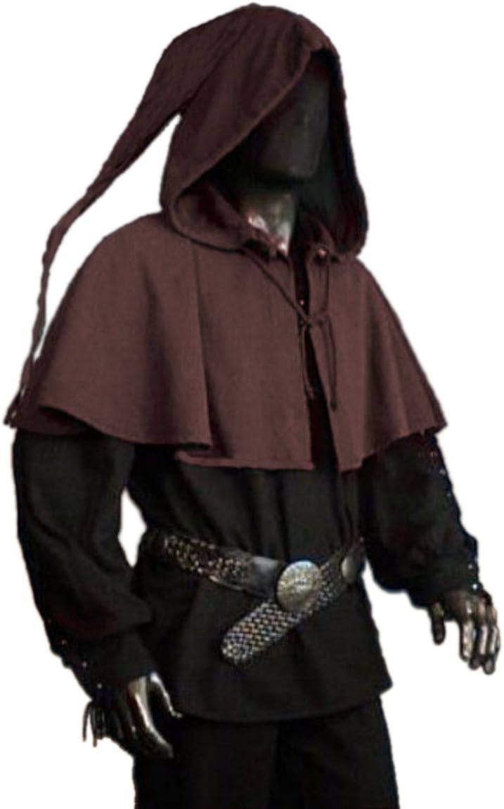 Dark Dreams Gothic Mittelalter LARP Gugel mit Zipfel Askell, Grösse:Freesize, Farbe:Dunkelbraun Einh