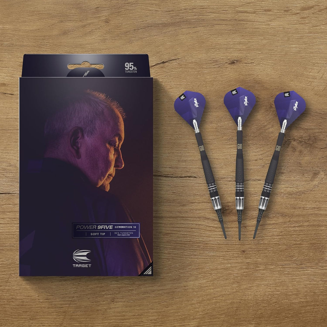 Target Darts Phil Taylor Power 9-Five Gen 10 95% Wolfram Soft Tip Dart Satz 20G, 20G