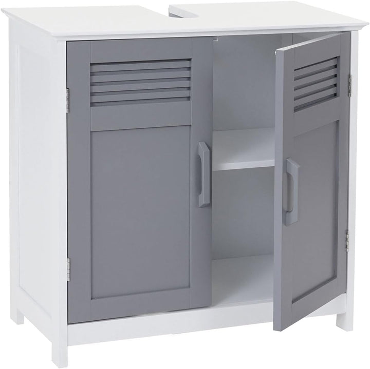 Mendler Waschbeckenunterschrank HWC-A85, Badschrank 60x60x30cm - grau, Grau