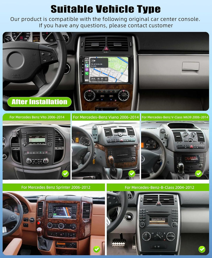 CAMECHO Qualcomm 8-Kern 4+64G Android 15 Autoradio für Mercedes Benz B-Class W245 Viano Vito W639 Sp