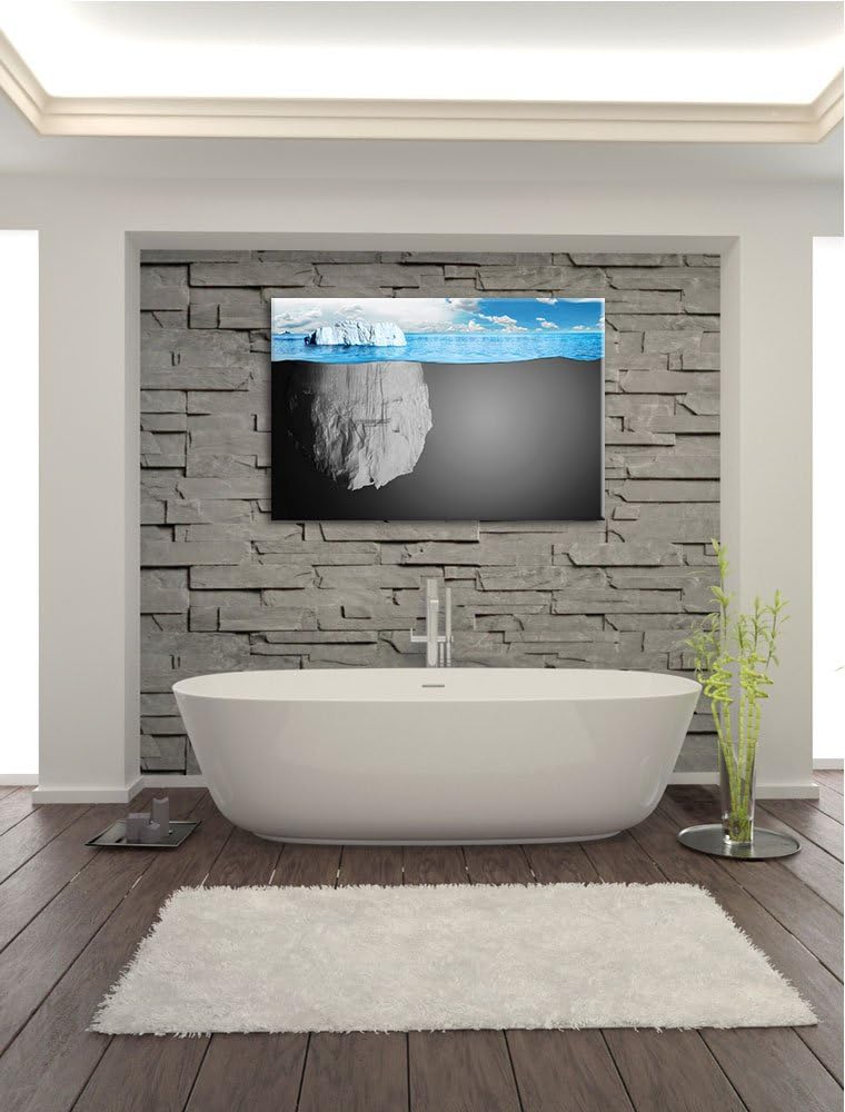 riesiger Eisberg im Wasser Illusion schwarz/weiss Format: 100x70 auf Leinwand, XXL riesige Bilder fe