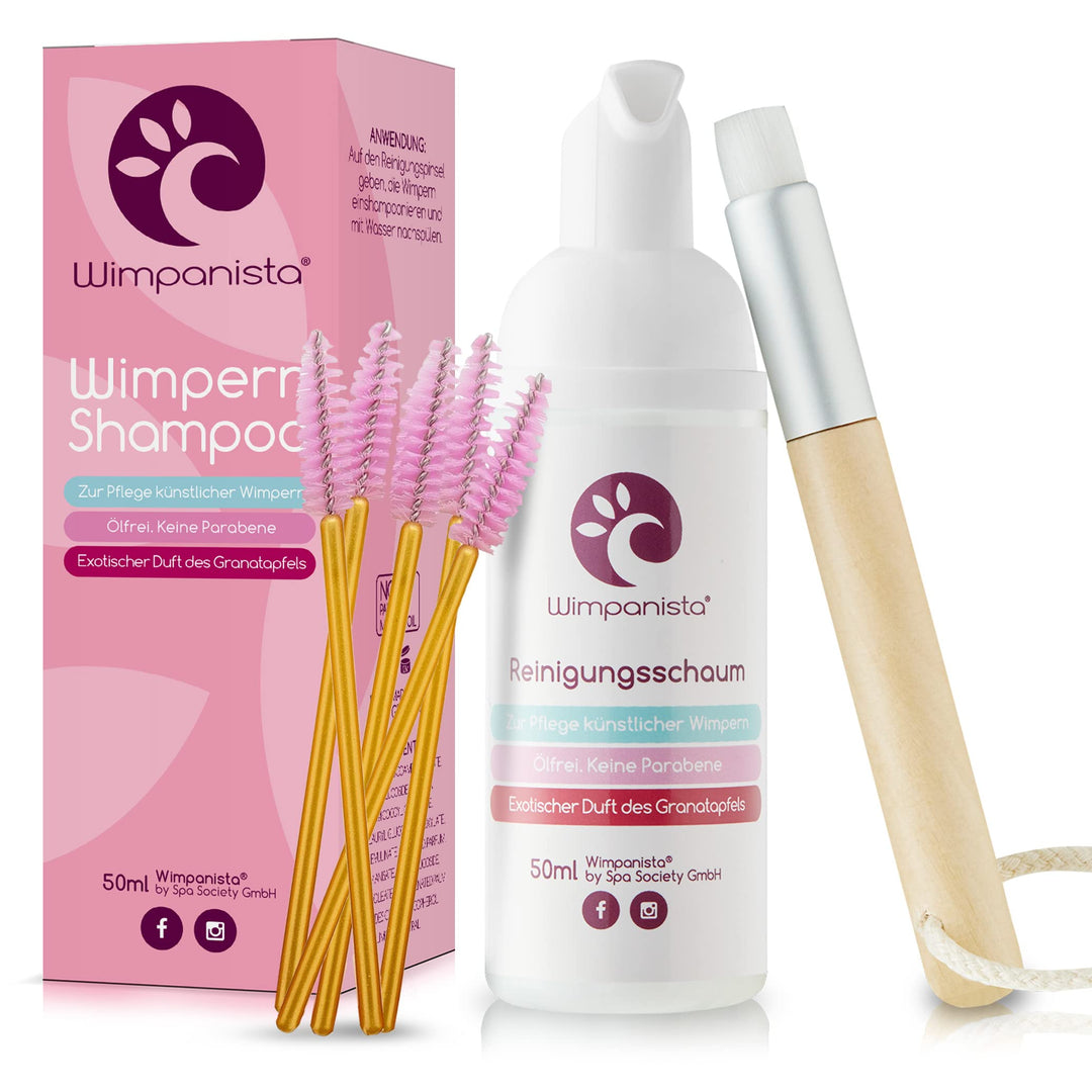 Wimpanista® Wimpernshampoo Granatapfelduft für die Wimpernpflege. Ölfrei. Keine Parabene. Made in Ge